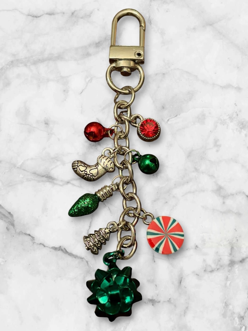 Festive Green & Red Charm Keychain